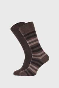 2 PACK béžovohnědých ponožek Tommy Hilfiger Duo Stripe