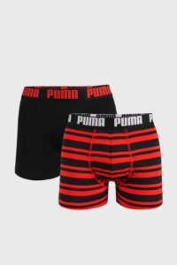 2 PACK černočervených boxerek Puma Heritage Stripe