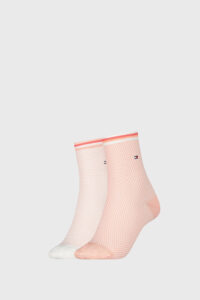 2 PACK dámských ponožek Tommy Hilfiger Honeycomb Coral
