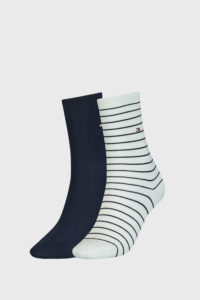 2 PACK modrobílých dámských ponožek Tommy Hilfiger Stripes