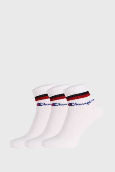 3 PACK bílých ponožek Champion Classic stripes