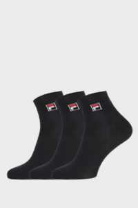 3 PACK černých kotníkových ponožek FILA